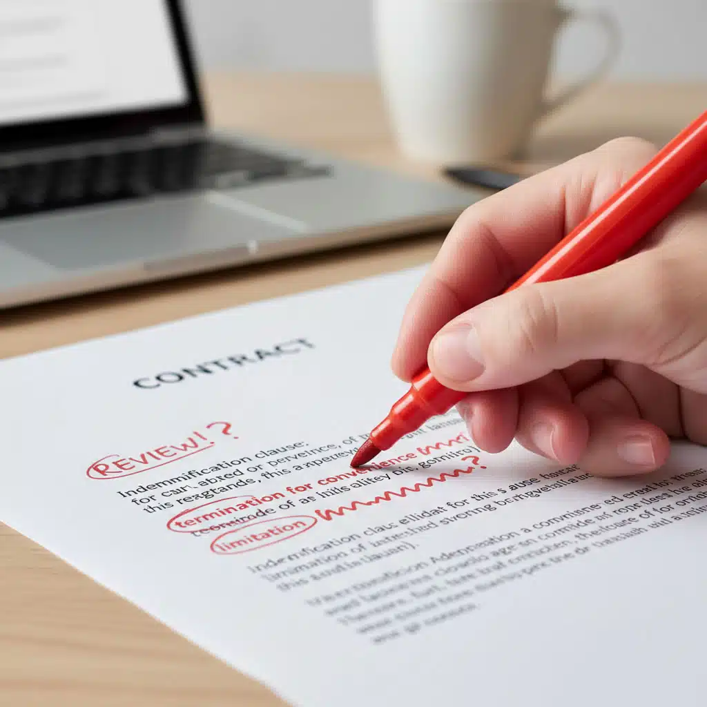 Lawyer reviewing business purchase agreement documents